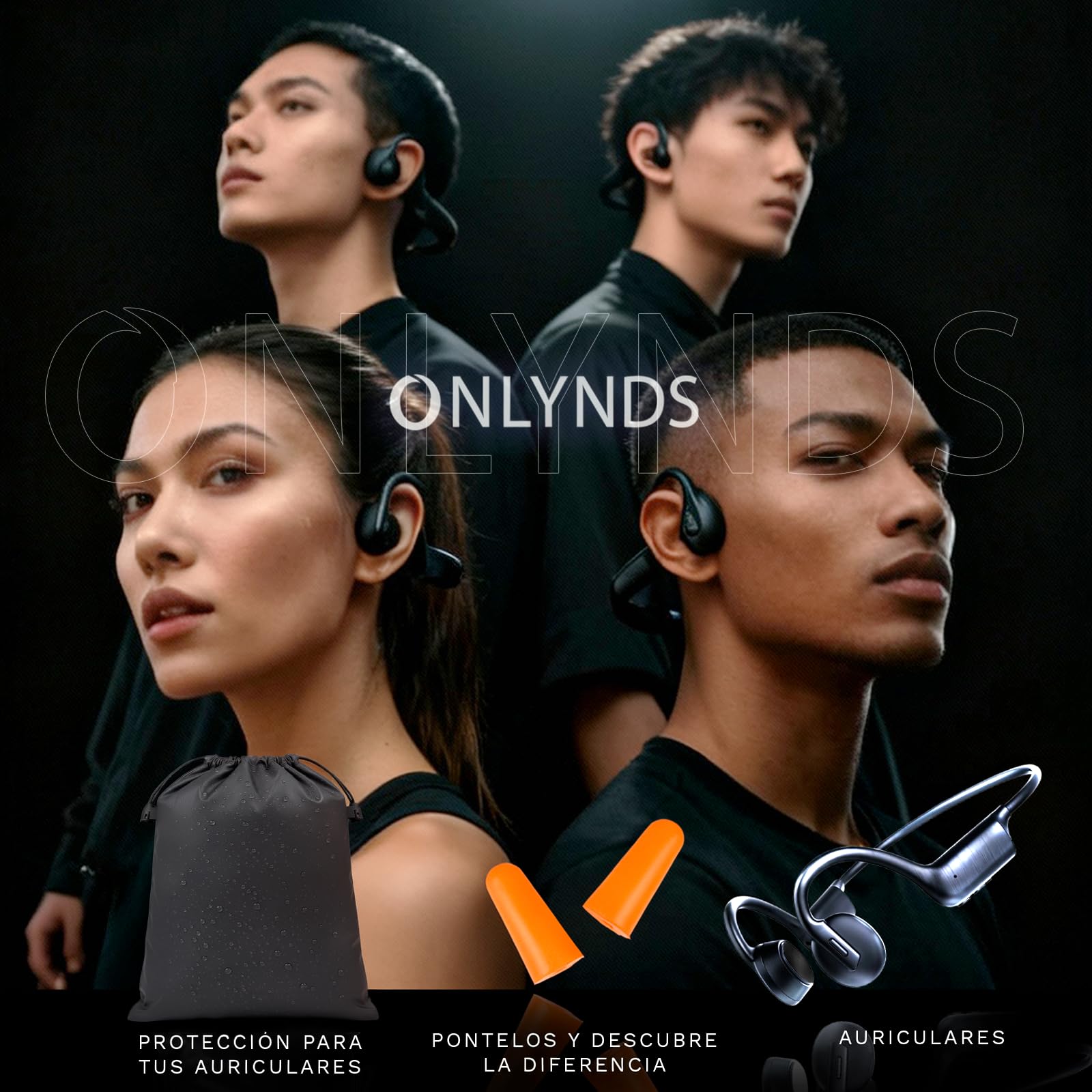 Onlynds Super Auriculares Conduccion Osea Premium Bluetooth 5.4 | Cascos Open Ear Inalámbricos IPX5 | ULTRALIGEROS | Resistentes al Sudor y Lluvia | Bolsa Impermeable INCLUIDA. — view 7