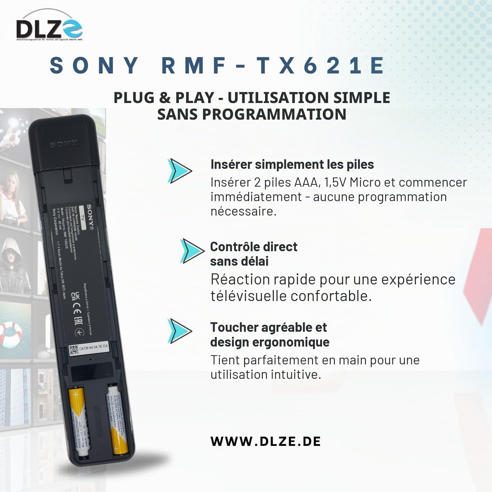 Télécommande d'origine SONY RMF-TX621E, RMF-TX611E, 100994912, 100994911, Voice, Backlight