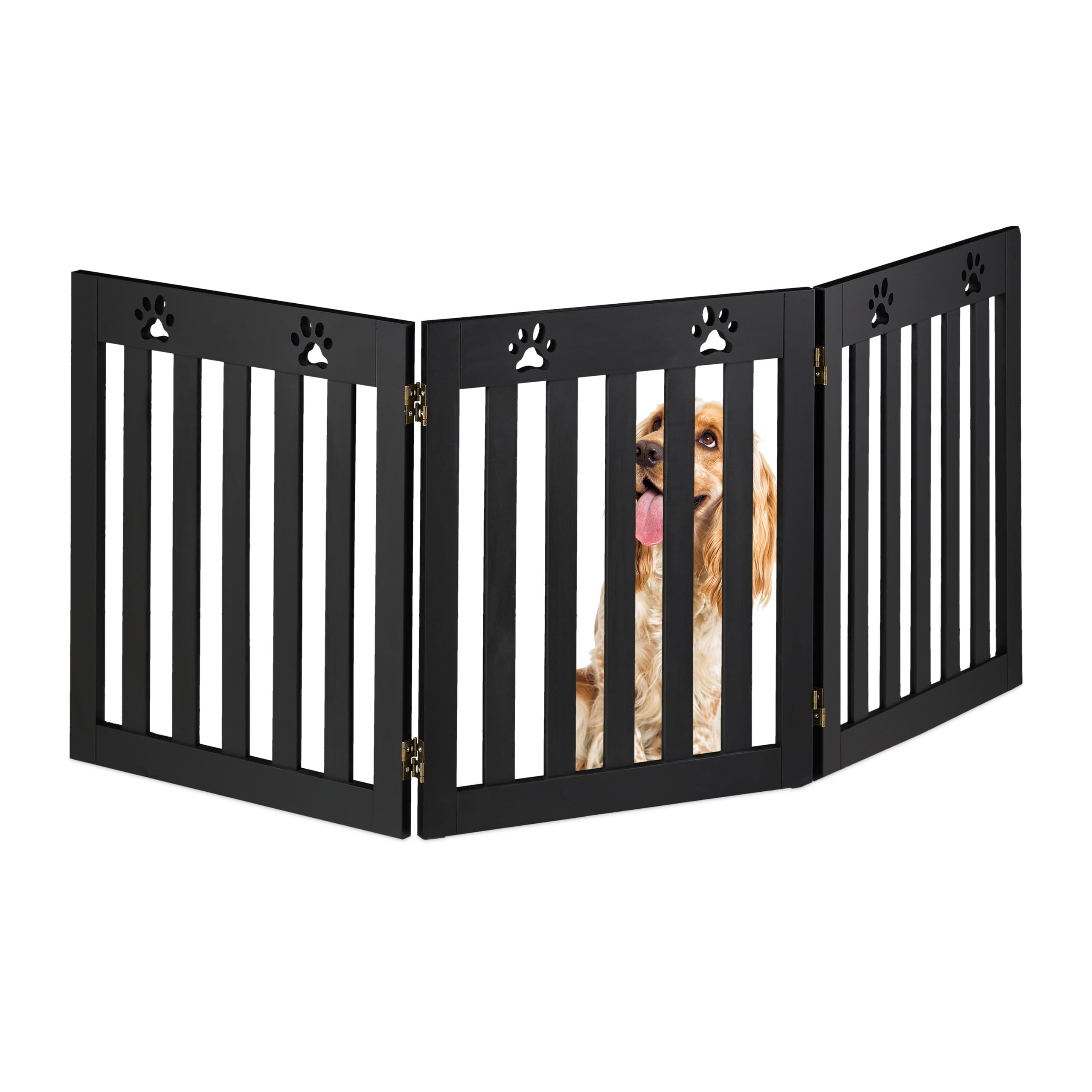 Relaxdays Cancelletto di Sicurezza per Cani e Gatti, Barriera Autoportante, Recinzione per Scale, 60 x 153 cm, Nero