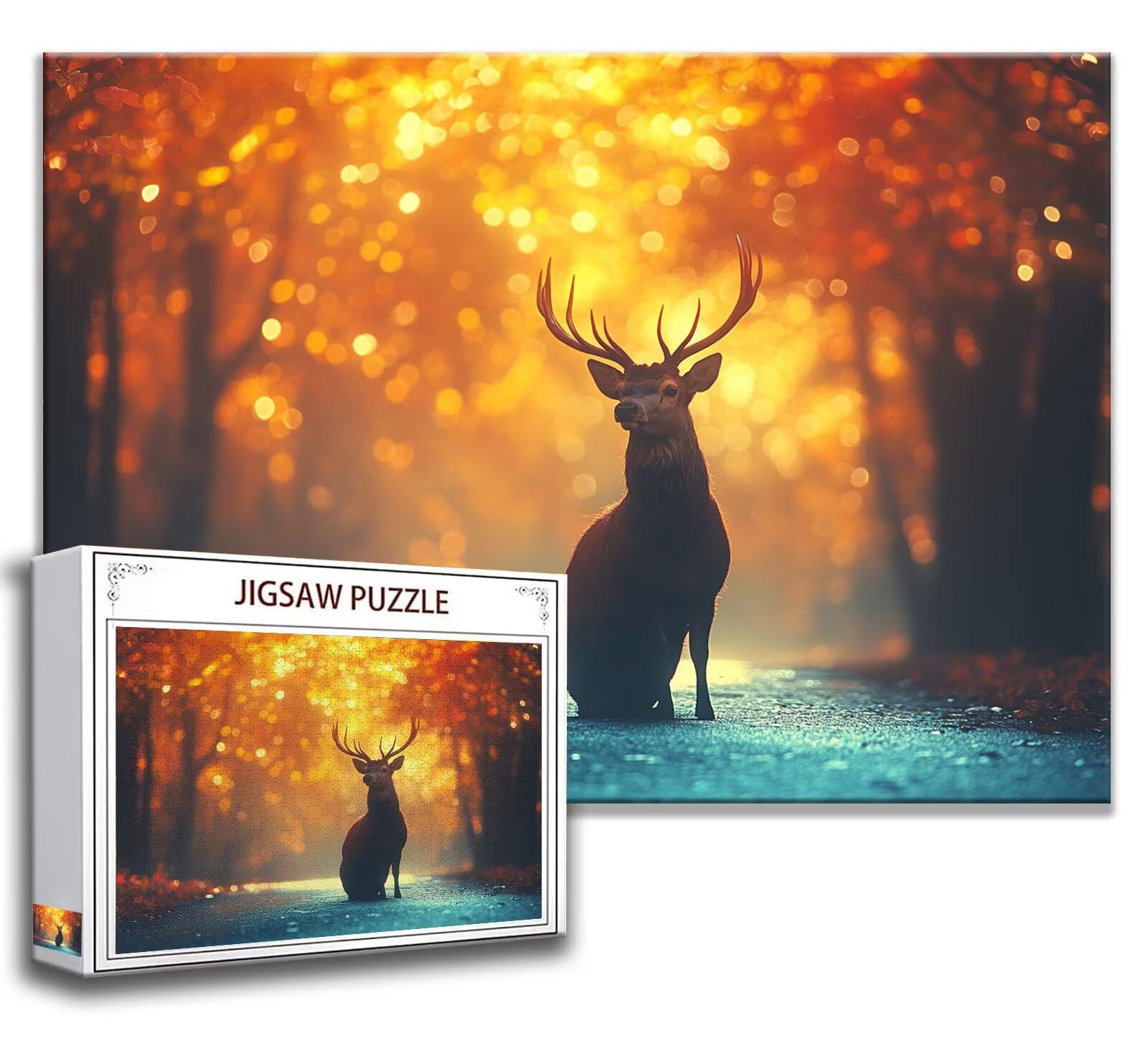 Puzzle 2000 Piezas, Puzzle Ciervo Rompecabezas Adultos Desafiantes Imposible Puzzle XXL 100 x 70 cm Grande Puzzle Bosque DIY De Madera Puzzle 3 4 5 6 7 8 años Educativos Divertido Juego Familiar L-2