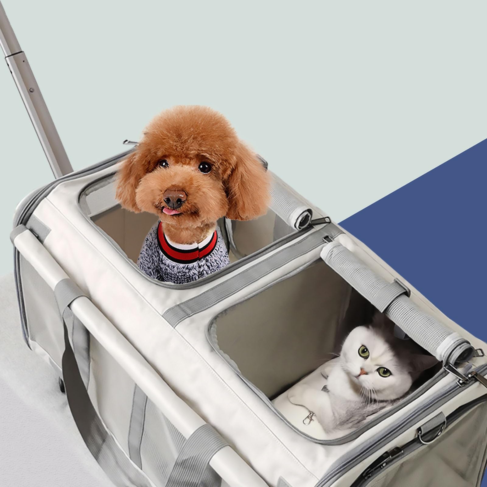 Transportín de Viaje para Mascotas, Transportador Grande para Perros y Gatos con Ruedas, Gran Capacidad, para Familias con Varias Mascotas