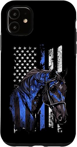 Funda de policía patriótica para iPhone 11 con línea azul delgada