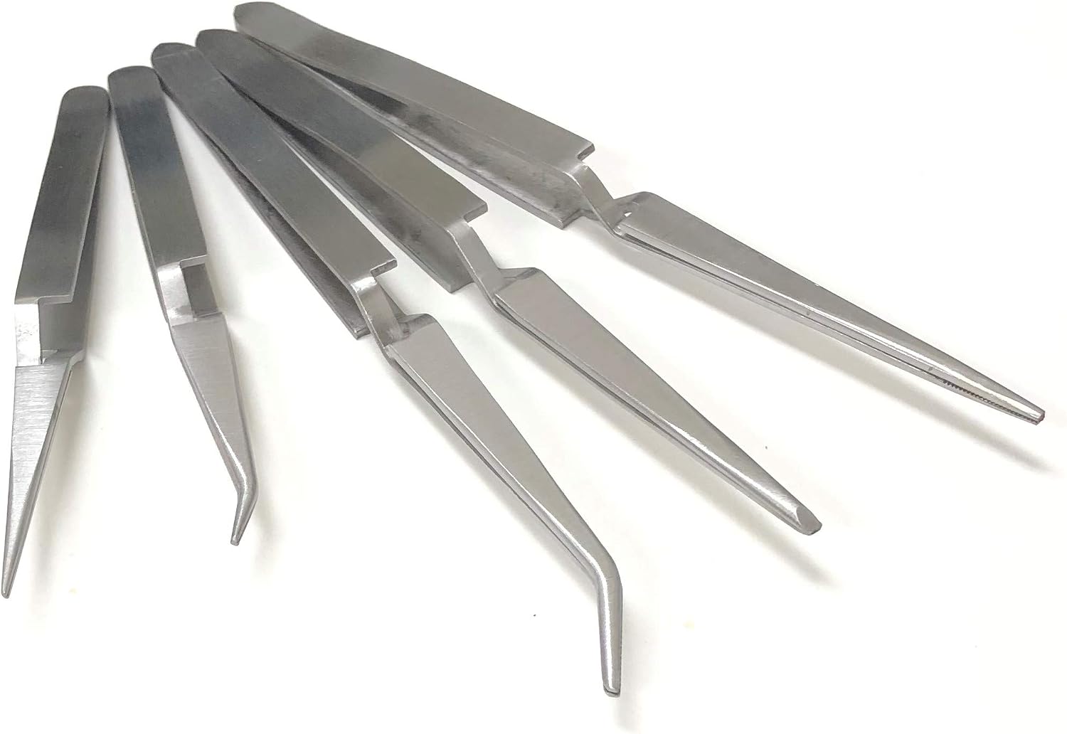 Cross-Locking Tweezers Set 5 Cross Lock Soldering Self Closing Straight and Bent