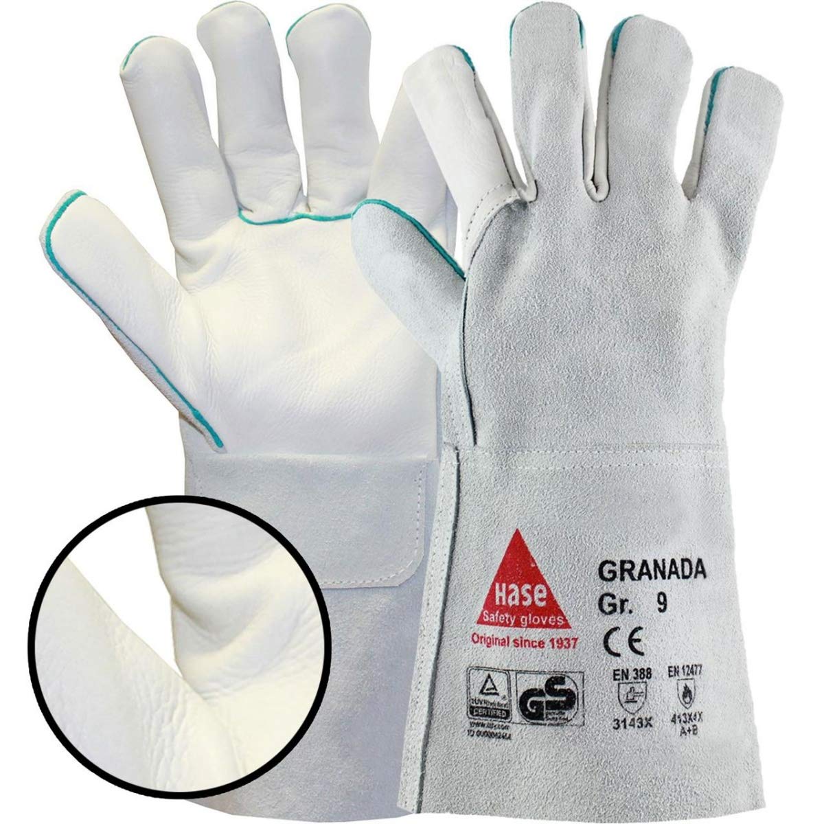 Granada Lot de 6 paires de gants de soudeur longs en cuir avec manchette Taille XL (10)
