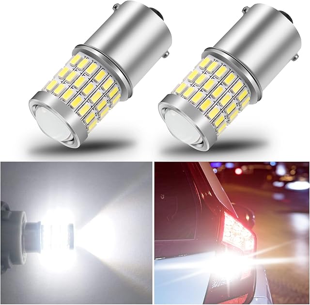 URAQT 1156 1141 1003 BA15S LED Bulbs, 9-30V Super Bright Low Power Backup Reverse Light with Projector, LED Light Bulbs Replacements for Brake Stop Tail Turn Signal Blinker Lights, Xenon White (2Pcs)