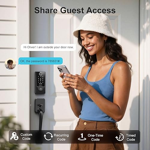 Miniatura 4 de Cerradura de puerta de entrada sin llave WiFi integrada cerrojo de seguridad Hornbill Cerradura inteligente para puerta delantera, cerradura de