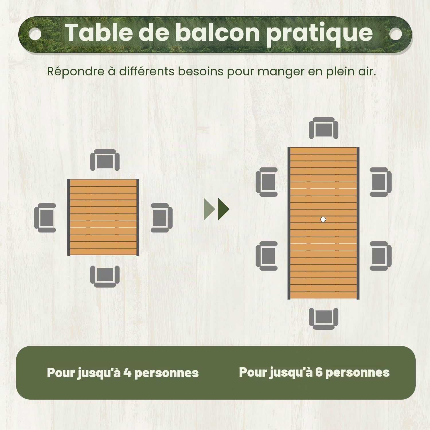 Table Extensible avec Trou Parasol 2-6 pers