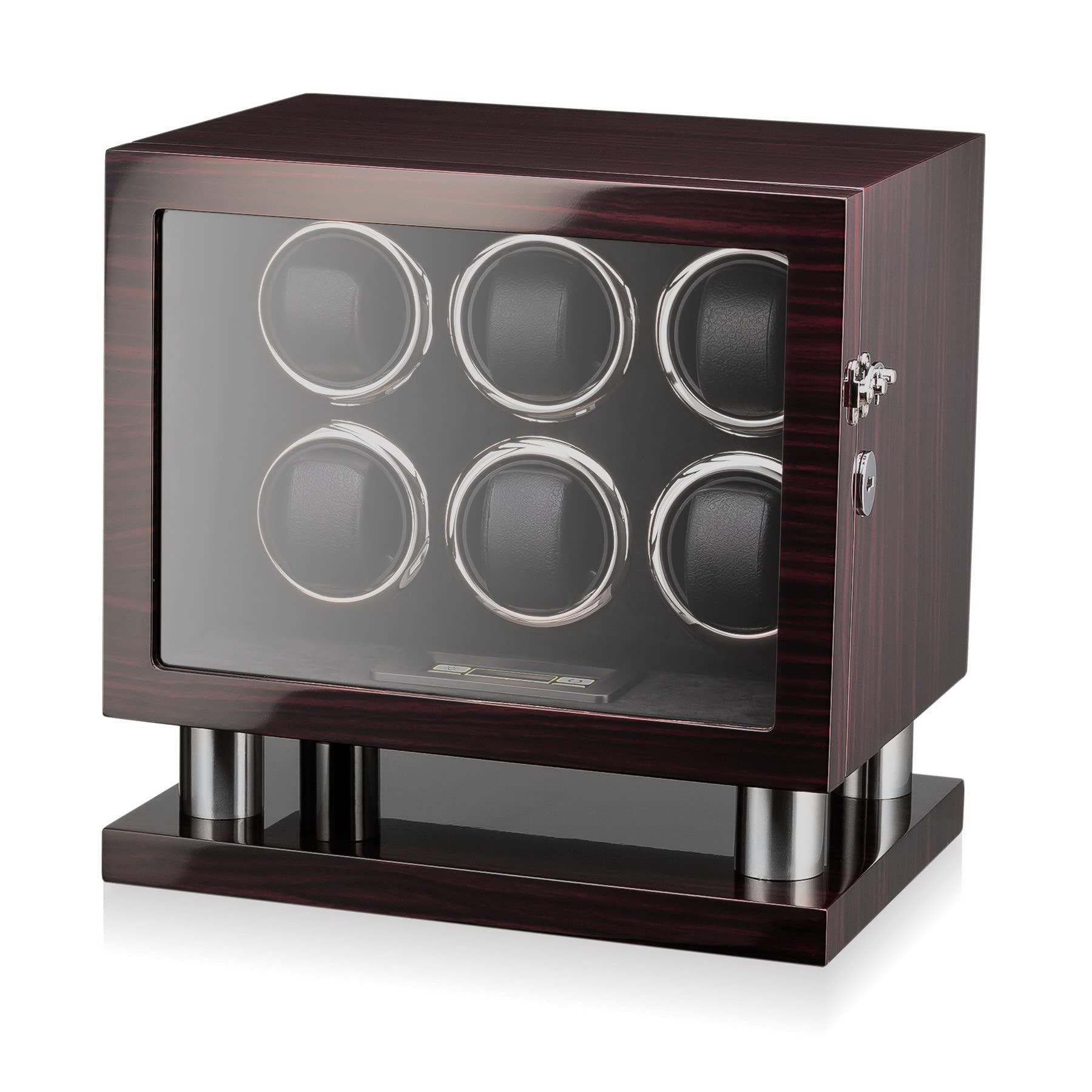 流行に 一琉貿易Watch Winder for 6 Watches with LED Backlight, LCD Display and