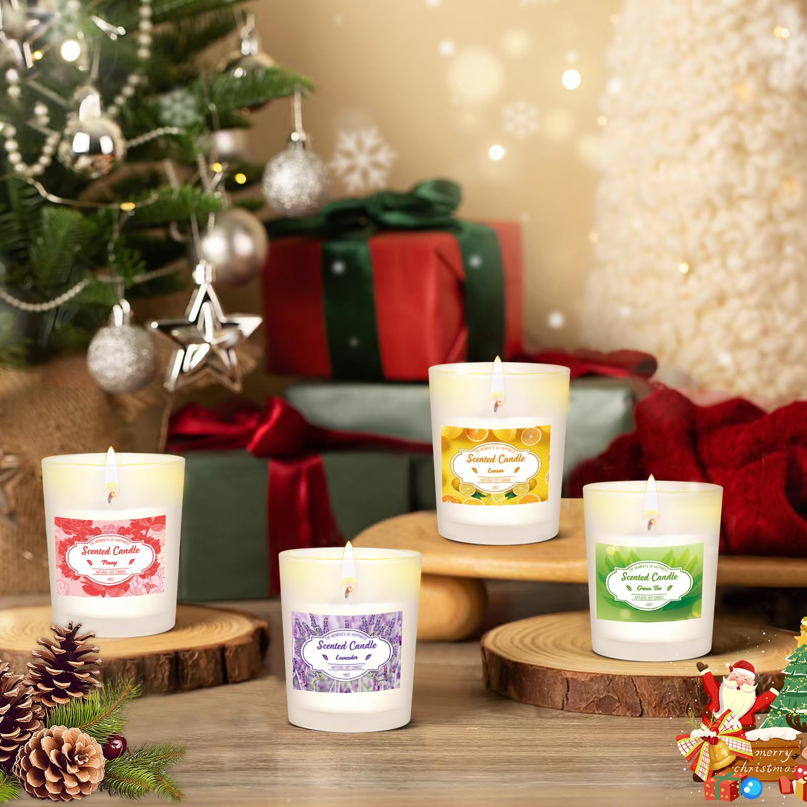 Bougie Parfumée Dans un verre | Lot de 12 Coffret Cadeau de Bougies Parfumées de Noël pour Femmes avec Durée de Combustion de 180 Heures et Cire de Soja Petits Cadeaux pour Femmes Anniversaire Noël