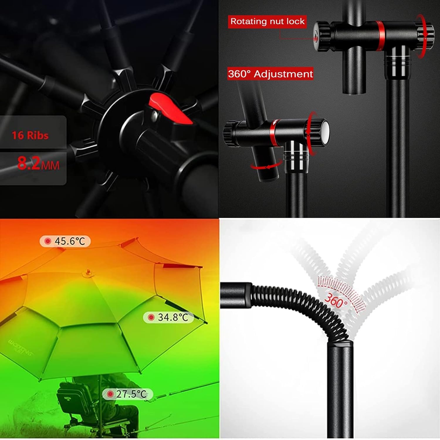 Patio Umbrella Outdoor Umbrella Fishing Umbrella Parasol - Double Layer Umbrellas Windproof Arc Length 2m/2.2m/2.4m, Multi-Functional Water Proof Sunshade Umbrella, for Camping Fishing (Green 200cm/6