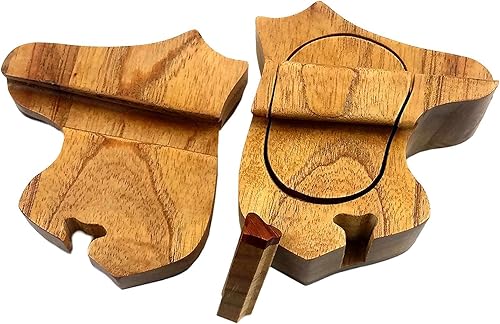 Miniatura 2 de Mane Stay Horse Head - Caja de rompecabezas de madera exótica natural, 4.75 x 4.5 x 2 pulgadas con cerradura de llave de madera deslizante, cubierta