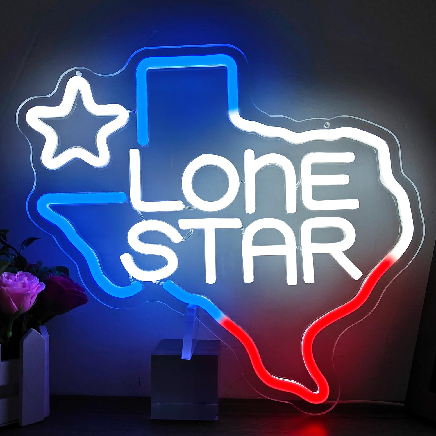 Texas Lone Star Neon Sign Dimmable Neon Beer Signs Lone Star Beer Neon Signs for Wall Decor Neon Led Signs for Bedroom Bar Neon Sign for Man Cave Bar Pub Restaurant Gift