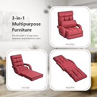 Vista 8 de Giantex Chaise Lounge - Sillón plegable multiusos para interiores con 6 posiciones ajustables, reposabrazos integrados, almohada lumbar, asiento