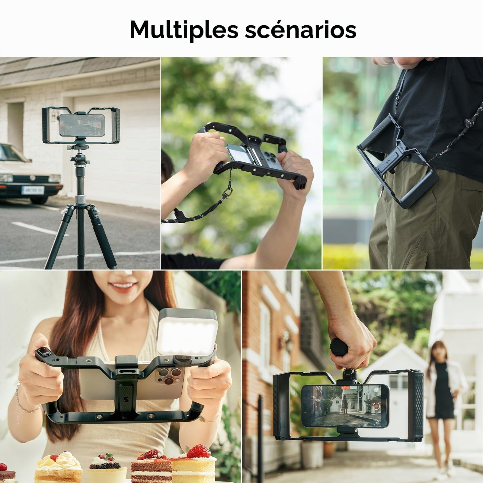 SMALLRIG Cage Universelle pour Téléphone IG-01 Integra Grip avec Manette sans Fil WR-06, Monture en V, Fixations pour Griffe, Trous Filetés 1/4"-20, Prise QD, Compatible iPhone et Android - 5356