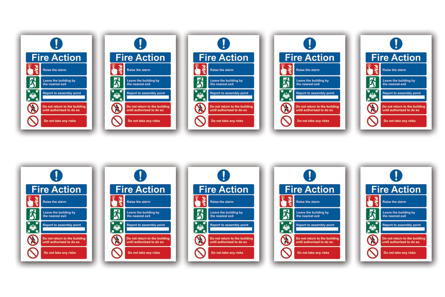 Stcky Fire Action Notice Vinyl Sign - 15 x 20 cm Ideal Sized Fire Safety Signs [Pack of 10] — image 1