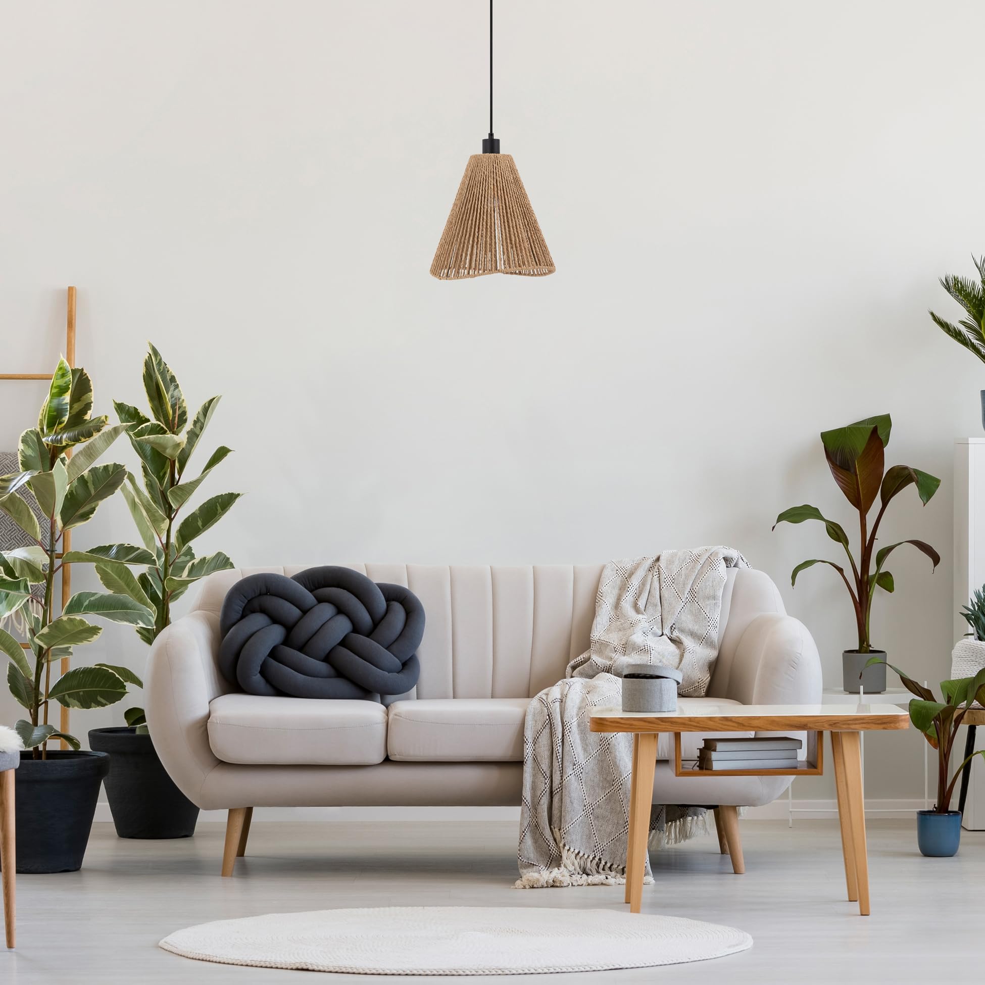 Paco Home LED Pendellampe Wohnzimmer Pendelleuchte Esszimmer Hängeleuchte Küche Lampenschirm Papier Deko Boho Style E27, Farbe:Schwarz, Leuchtenart/Farbe:Typ 3