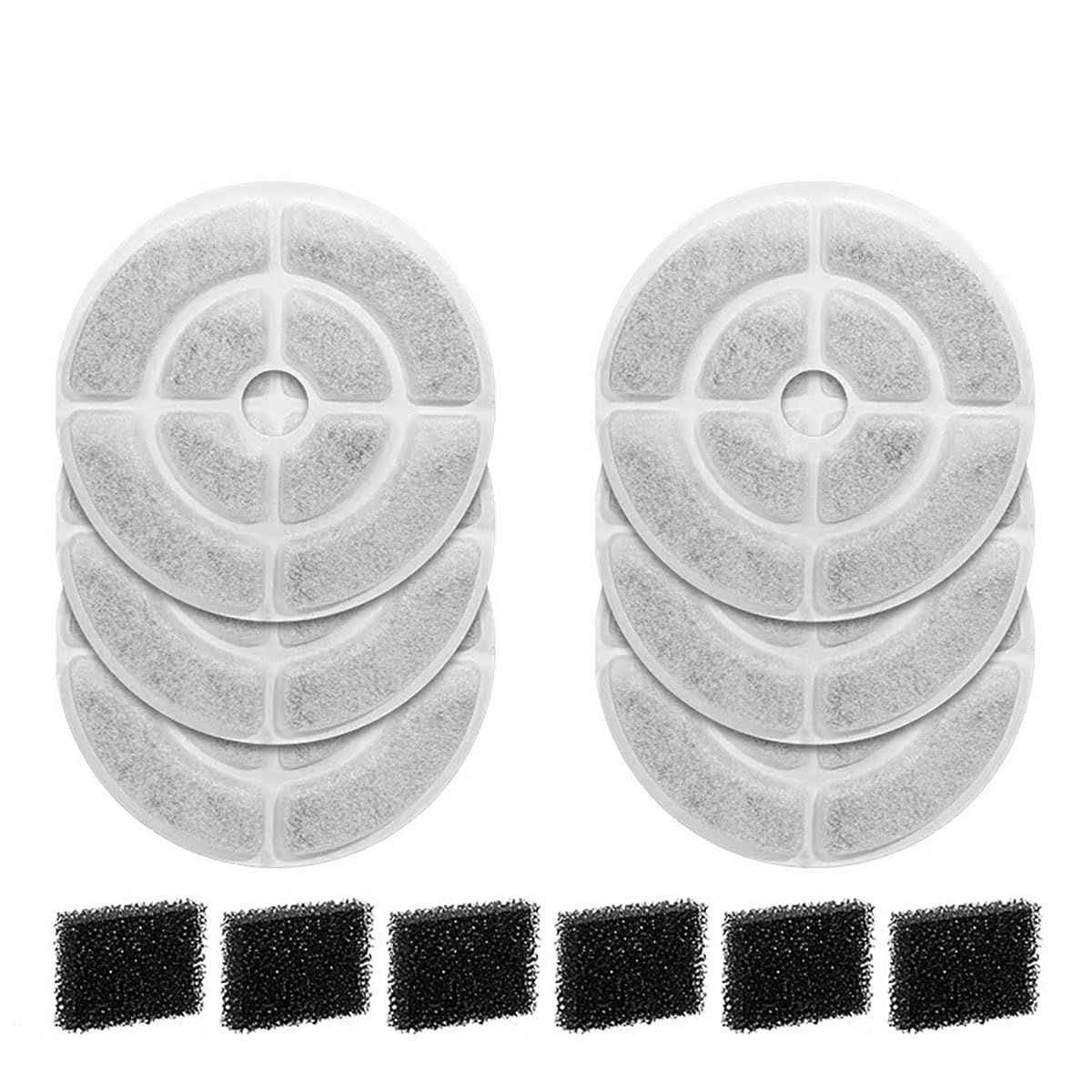 17,8 cm Hunde-Wasserbrunnenfilter, Dreifach-Filtrationssystem, Haustier-Hundebrunnen-Filterersatz, 18 cm große Filter für Sibays 9,5 l Hundenapffilter (6 Filter + 6 Schwämme)