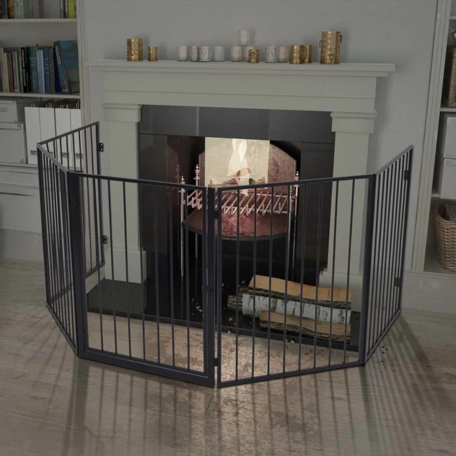 Rantry Schutzgitter für Kamin und Ofen, Schwarz, Möbel für Haus Innen Außen Wohnzimmer Schlafzimmer Dekoration Möbel Zimmer