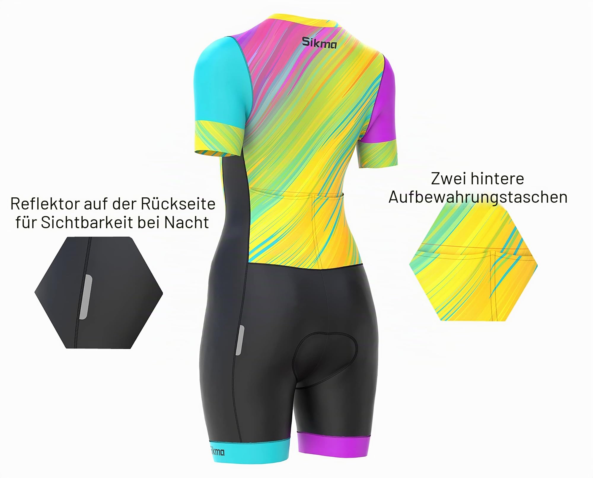 Ladies Cycling Skinsuit Women Padded One Piece Trisuit Bike Short Sublimated Design