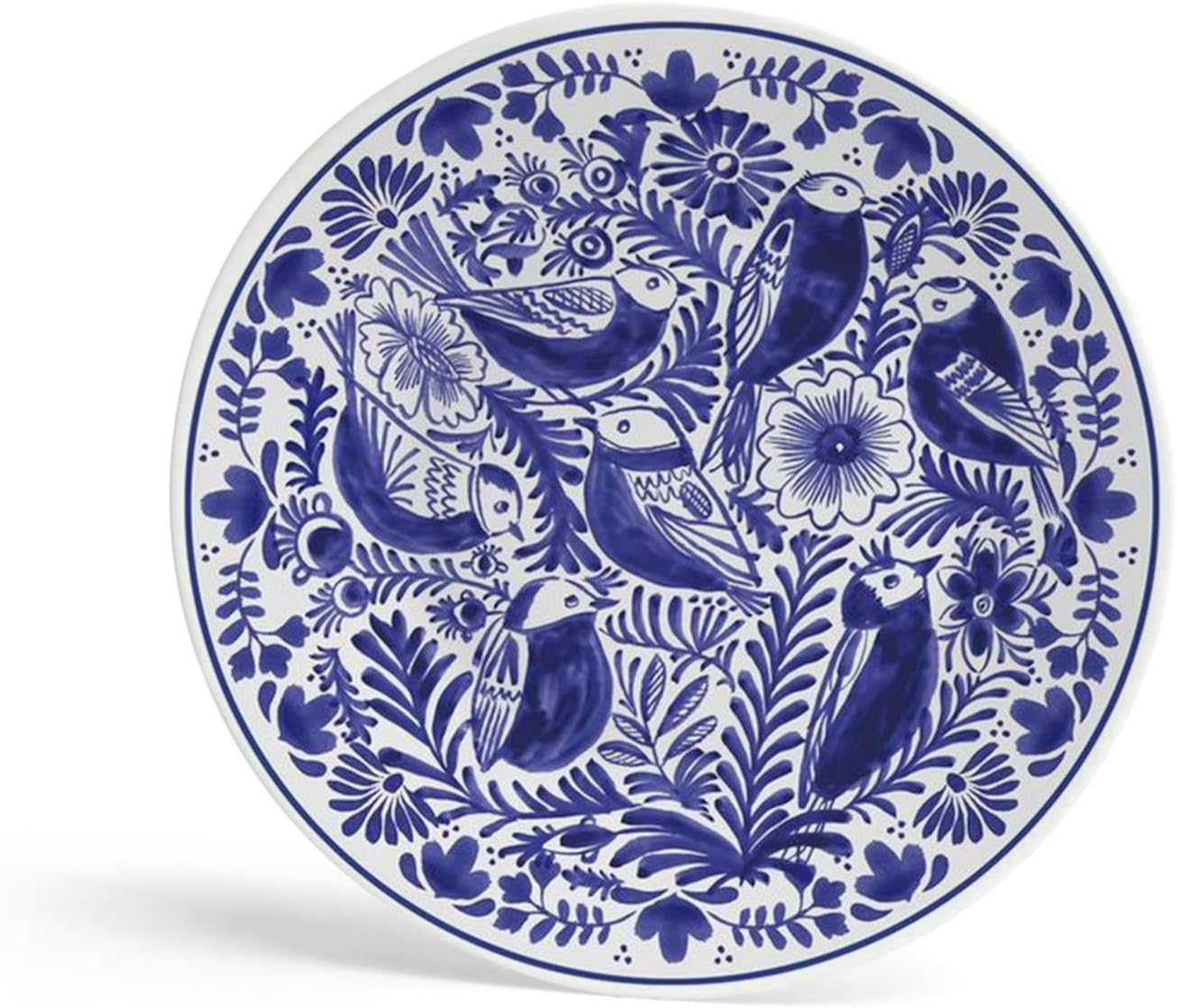 Clapcart Ceramic Decorative Wall and Table Top Printed Plate/Platter with Stand and Hook, for Living Room, Home, Hotel and Office (Blue Birds Flower Art Print, Size 8 x 8 inches Plate)