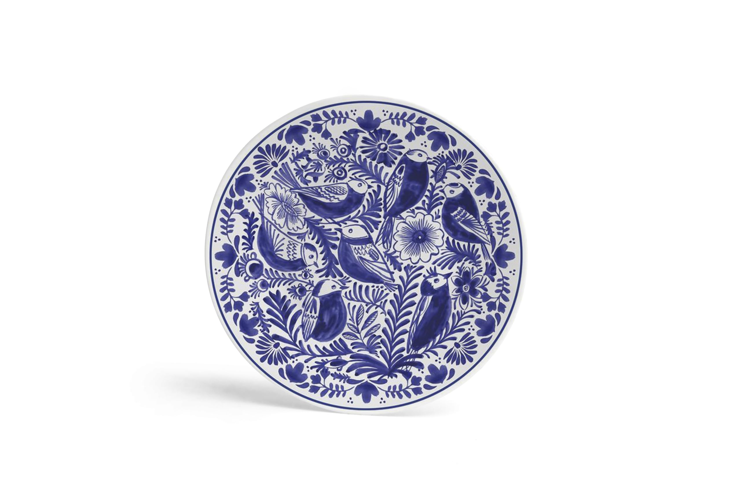 Clapcart Ceramic Decorative Wall and Table Top Printed Plate/Platter with Stand and Hook, for Living Room, Home, Hotel and Office (Blue Birds Flower Art Print, Size 8 x 8 inches Plate)