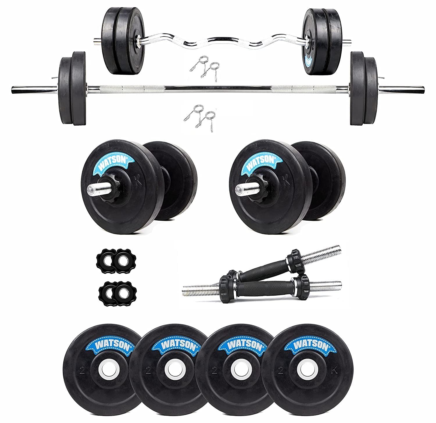 Watson Home Gym Equipments Kit Weight Plates, 3Ft, 5Ft Gym Rods and 20Kg Rubber Weight Plates, 25mm, 14" Cast Iron Dumbbells Rods with Rubber Plates | Home Gym Set | Home Gym Combo (B0CY9MFCFG) Amazon Price History, Amazon Price Tracker