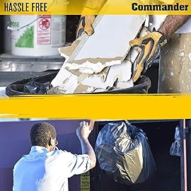 Commander 55 Gallon 3 MIL (eq) Heavy Duty Contractor Bags with Flap Ties - 36 x 56 with flaps - Pack of 10 - For Contractor, Industrial, & Outdoor