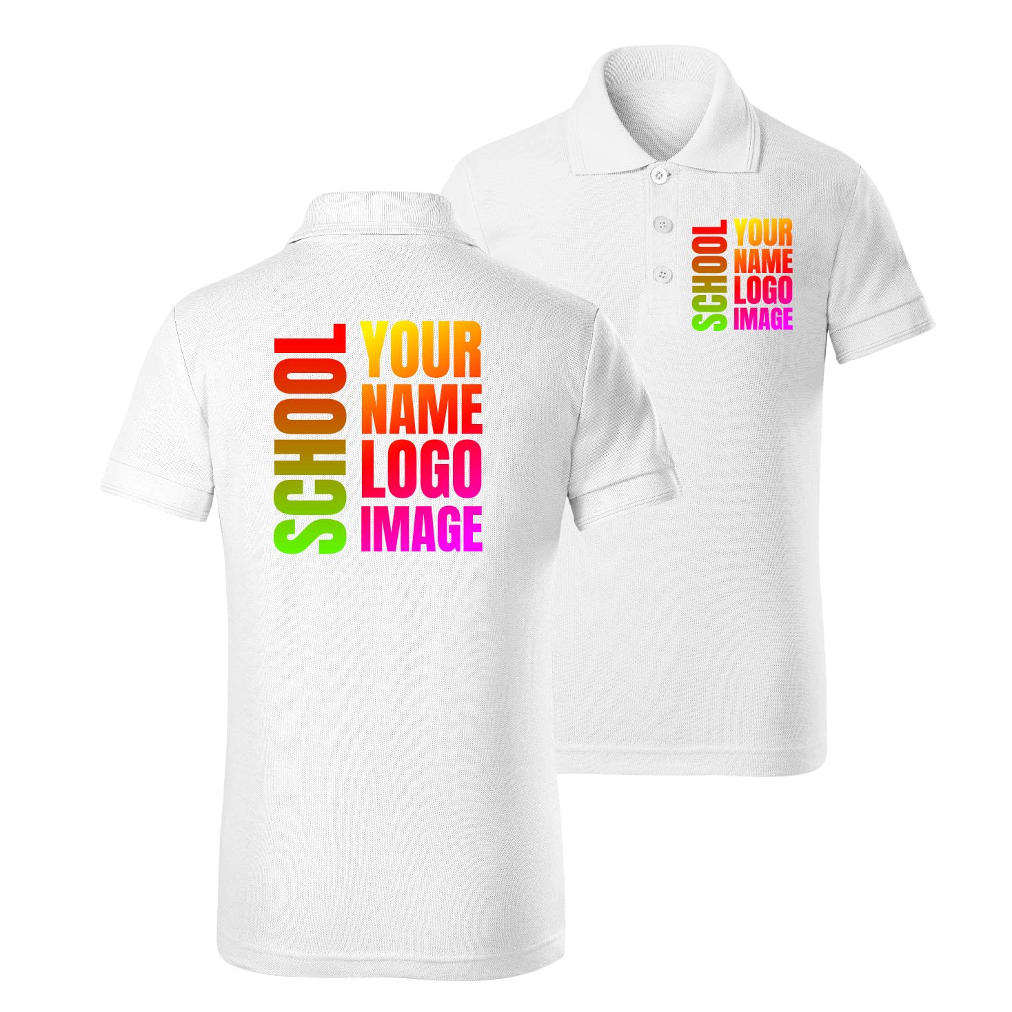 Polo per Bambini Personalizzata con Foto, Logo o Testo – Polo Classica con Bottoni, Maglia Uniforme Scolastica per Ragazzi e Ragazze, Disponibile Anche Senza Stampa