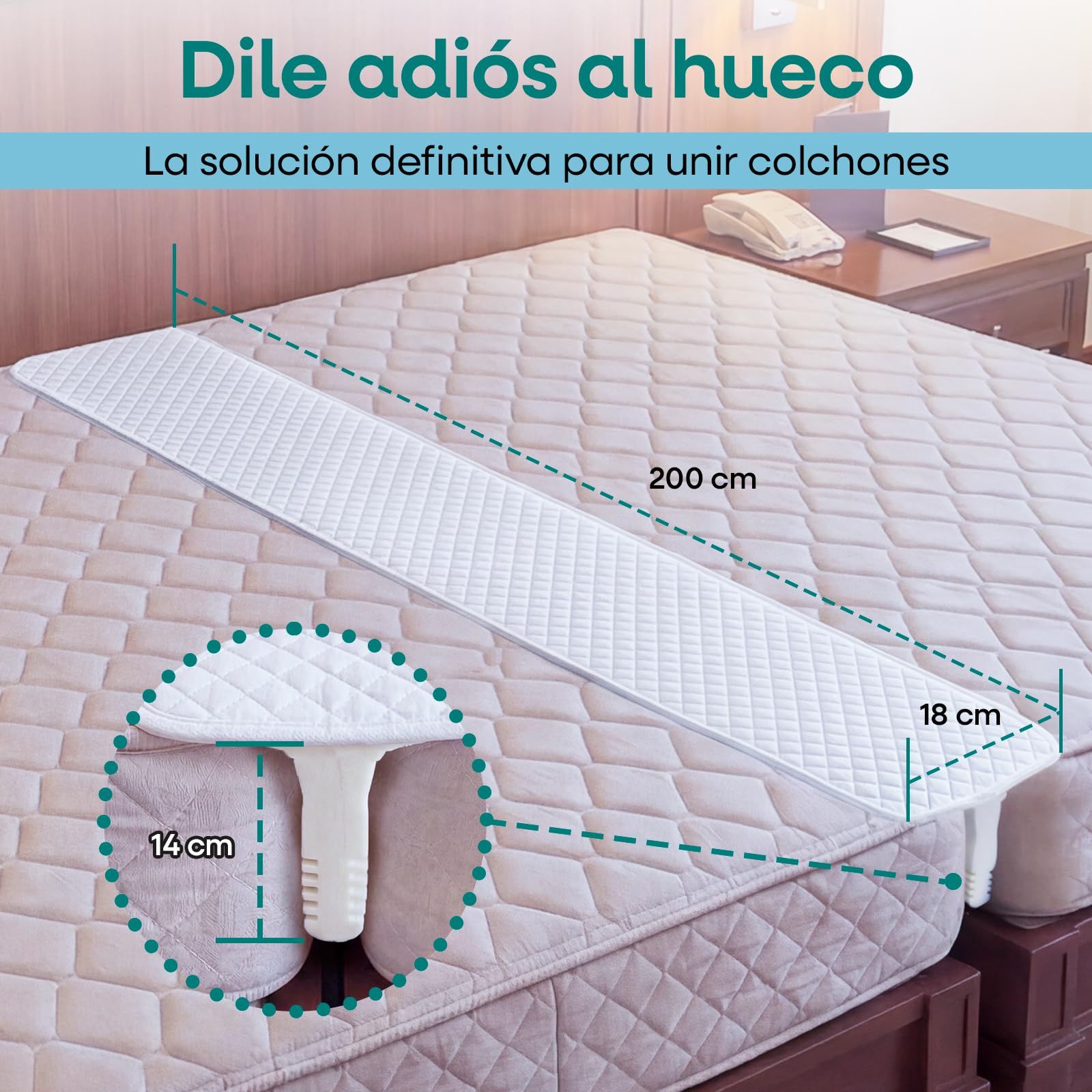 ZENO Unir Dos Camas para Split King y Relleno de Huecos - Convertidor de Cama Twin a King - Espuma de Alta Densidad Premium - Sueño Ininterrumpido para su Familia - Inserto para Colchón