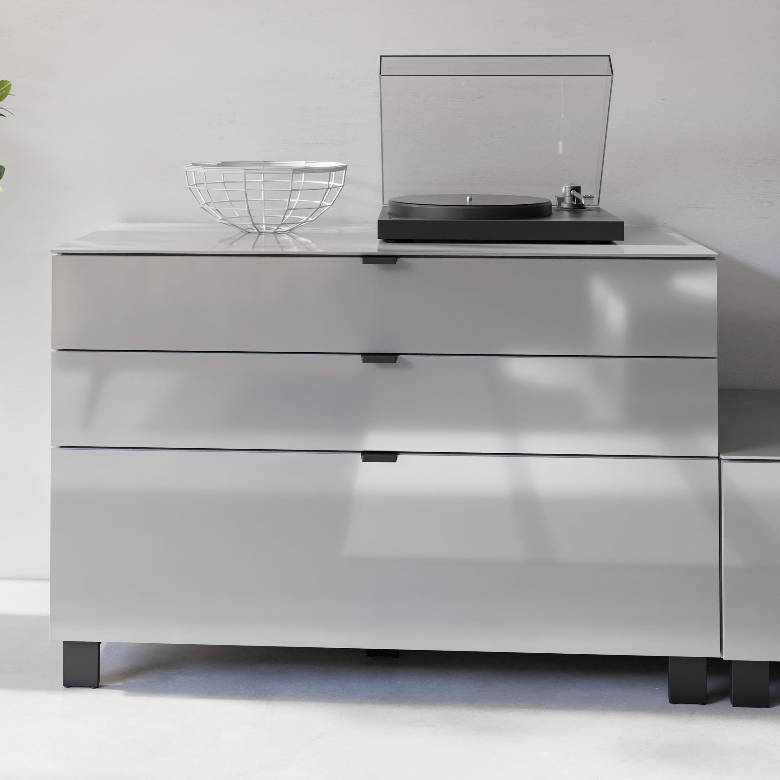 Forte Poole Sideboard 110, Sideboard mit 3 großen Schubladen, Moderne Kommode, Holzwerkstoff, Grau, 110,1 cm breit x 73,1 cm hoch x 52,5 cm tief :