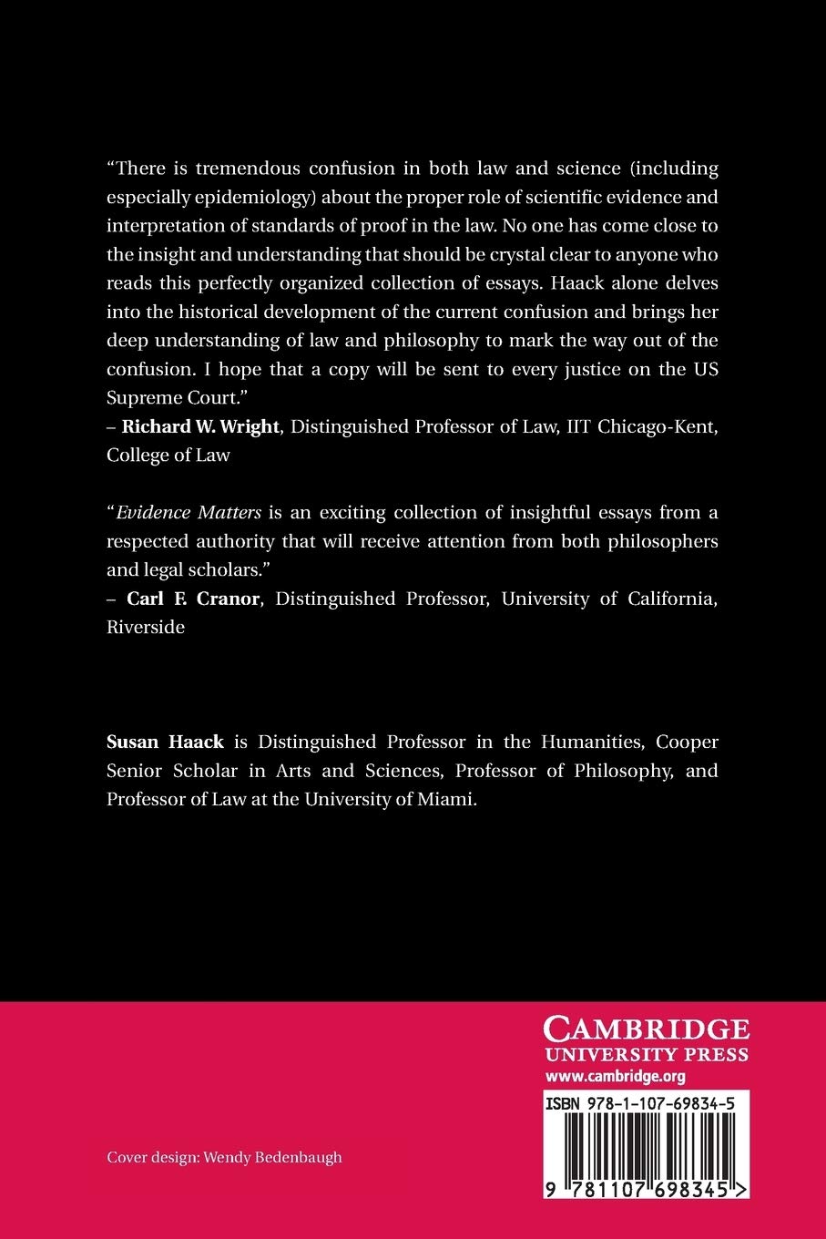Evidence Matters: Science, Proof, And Truth In The Law (Law in Context)