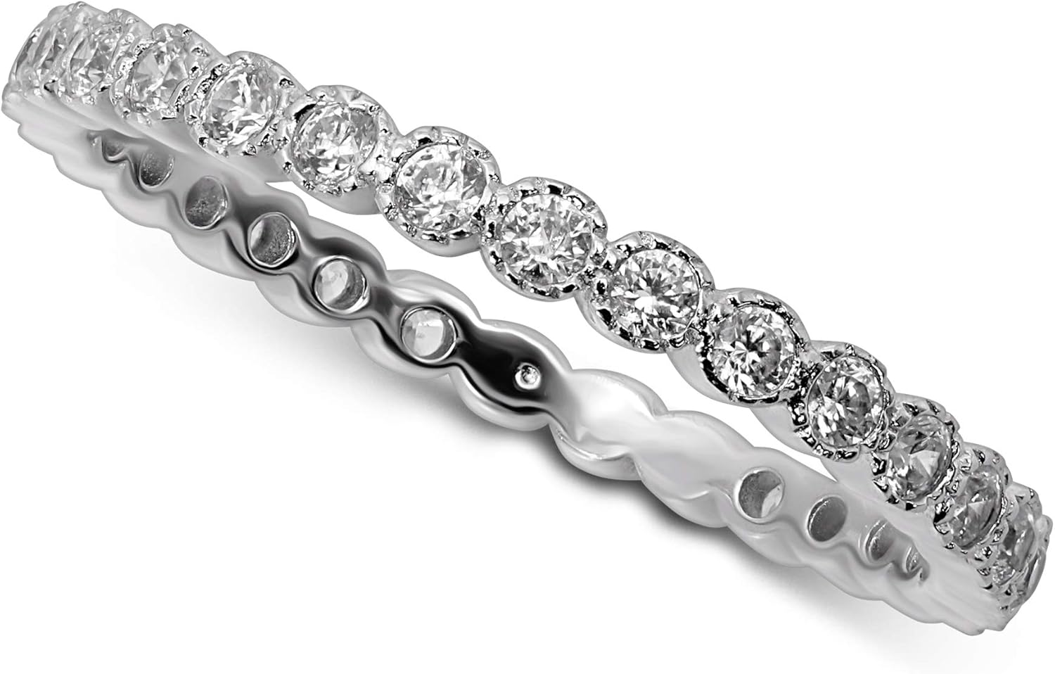 925 Sterling Silver Cubic Zirconia Eternity Stackable Band Ring