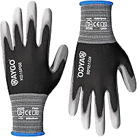 Vista 11 de KAYGO KG15P - Guantes de trabajo con revestimiento de poliuretano, nailon Lite, para la seguridad, revestimiento de poliuretano gris, muñeca de Azul