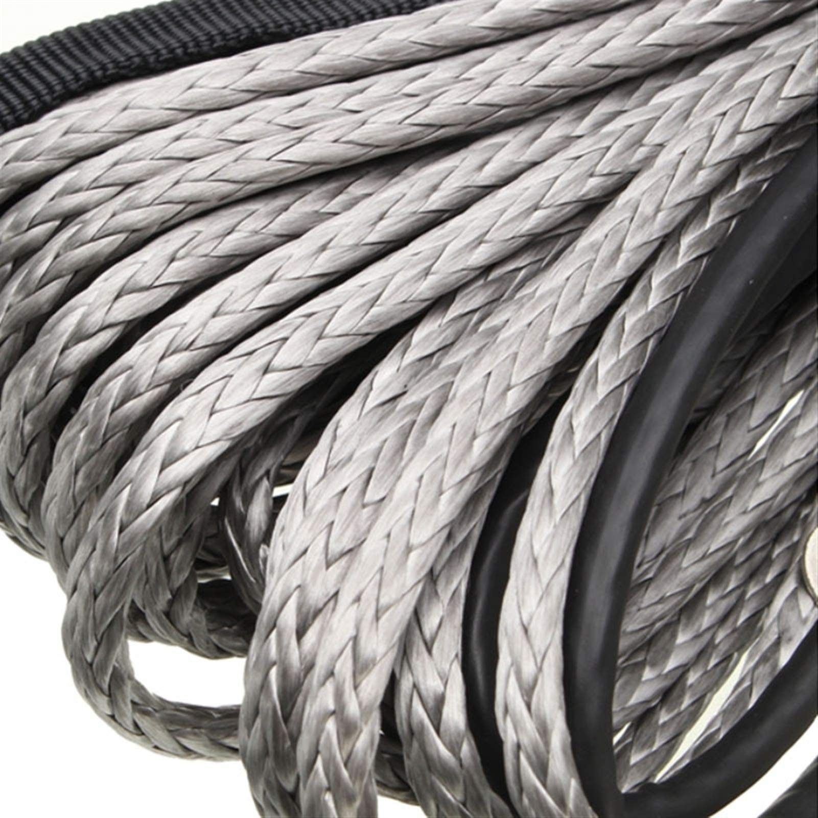 Cuerda de Remolque, Cable de Cuerda de Cabrestante con Funda Cuerda de Remolque Sintética Gris 15M 7700Lbs Cuerda de Mantenimiento Deado de Autos para Atv Utv Off-Road