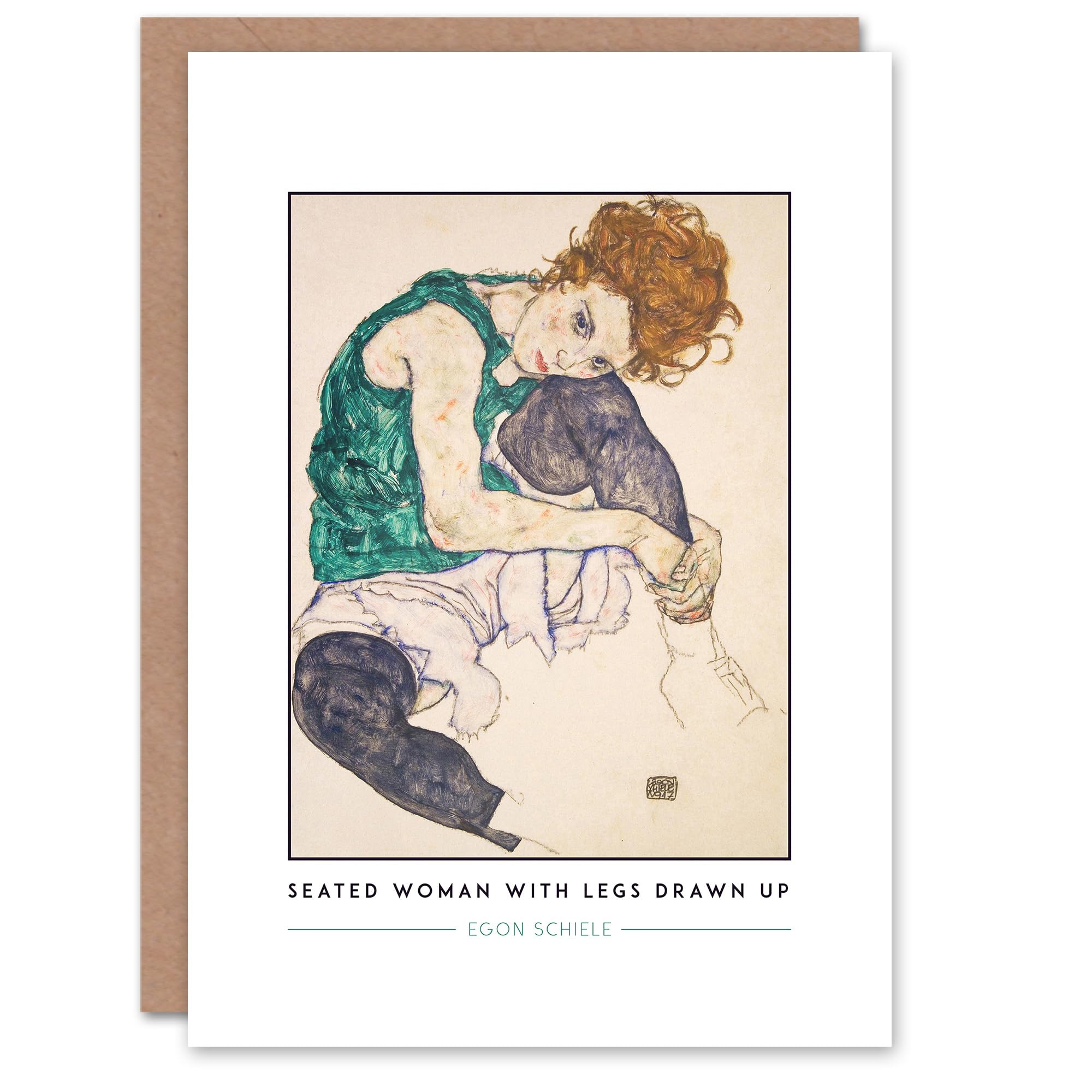 Artery8 Egon Schiele Seated Woman With Legs Drawn Up Greeting Card – Modern Figurative Art Note Card