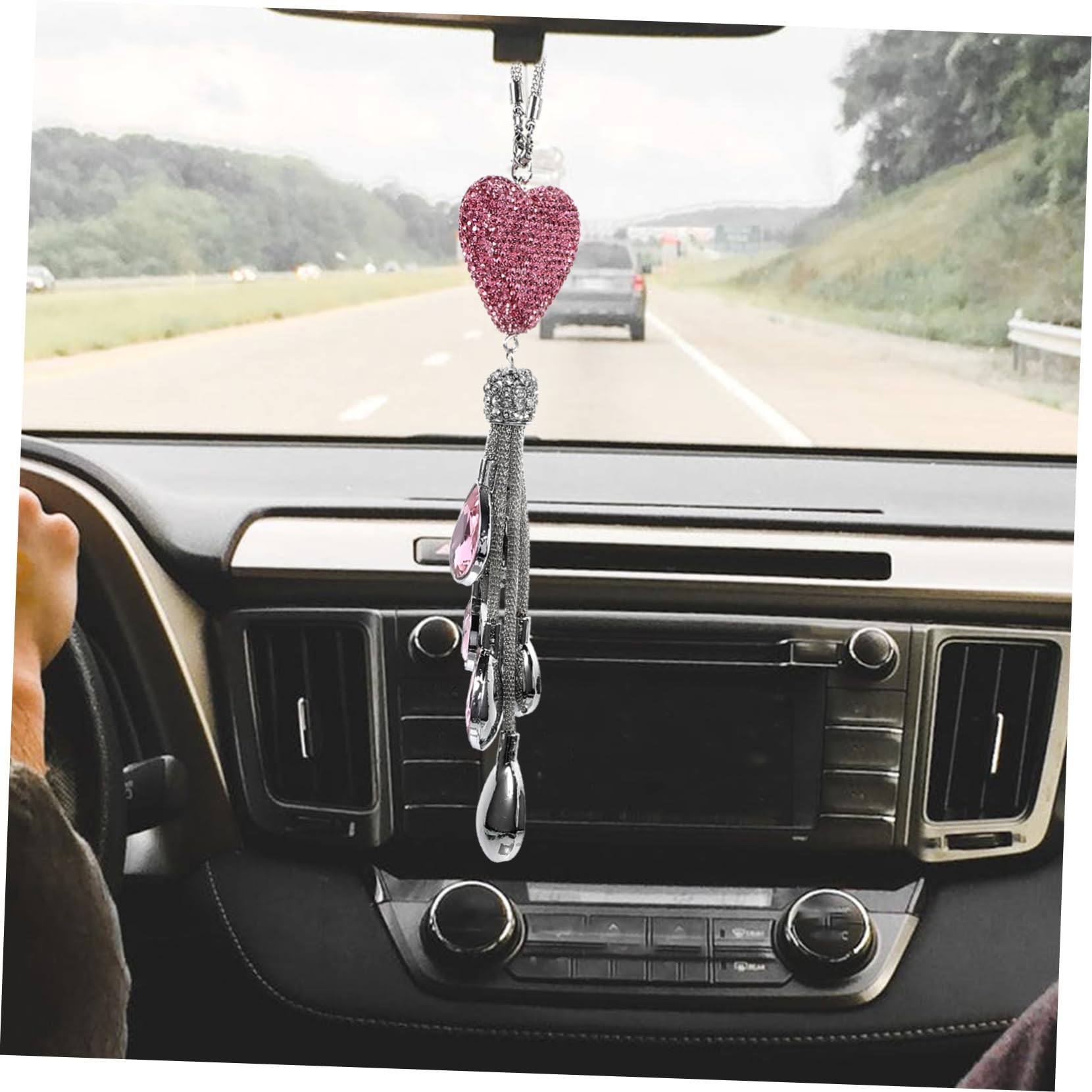 Gatuida 4stücke Car Pendant Herzform Hängedekoration Für Auto Rückspiegel Glänzendes Accessoire Für Damen Stilvolle Autoinnenraumdekoration Kristallanhänger
