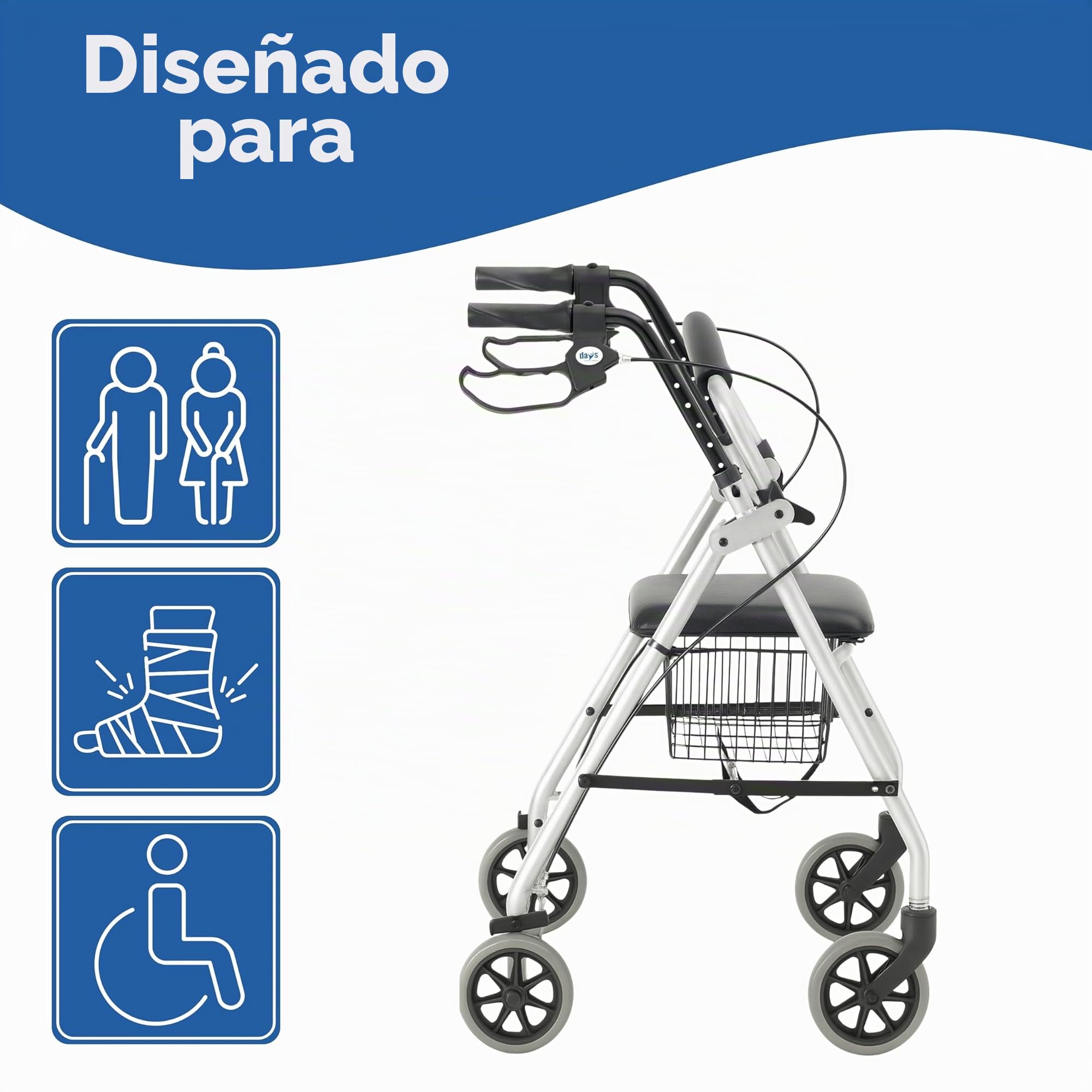 Patterson Medical Andador ligero de aluminio con ruedas, color Gris