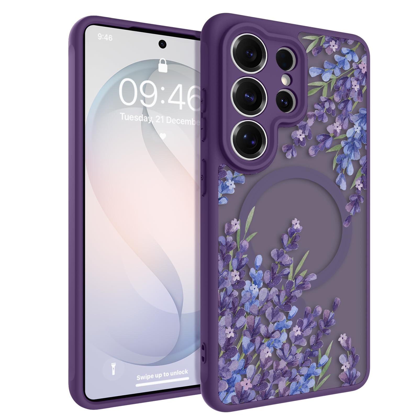 OOK Custodia per telefono viola floreale adatta per Samsung Galaxy S26