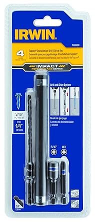 IRWIN Tools 1888628 Impact Performance Series Concrete Screw Drill-Drive Installation Set for 1/4-Inch Screws, 4-Piece