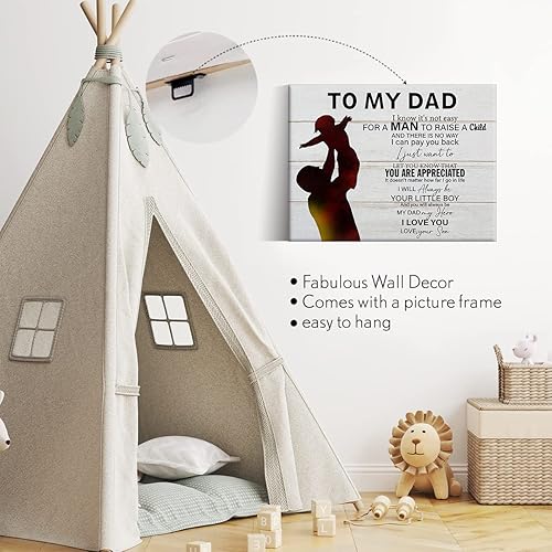 Miniatura 3 de Lienzo decorativo con texto en inglés «To My Dad from Son», lienzo enmarcado para la oficina en casa, póster con texto en inglés «To My Dad from Son»