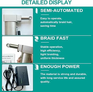 Portable Automatic Dreadlocks Machine, Instant Dreadlock Machine for Electric Handheld Dreadlock Maker Crochet Machine, Quick and Easy DIY Dreadlocks Braiding Hair Extensions