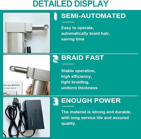 Portable Automatic Dreadlocks Machine, Instant Dreadlock Machine for Electric Handheld Dreadlock Maker Crochet Machine, Quick and Easy DIY Dreadlocks Braiding Hair Extensions