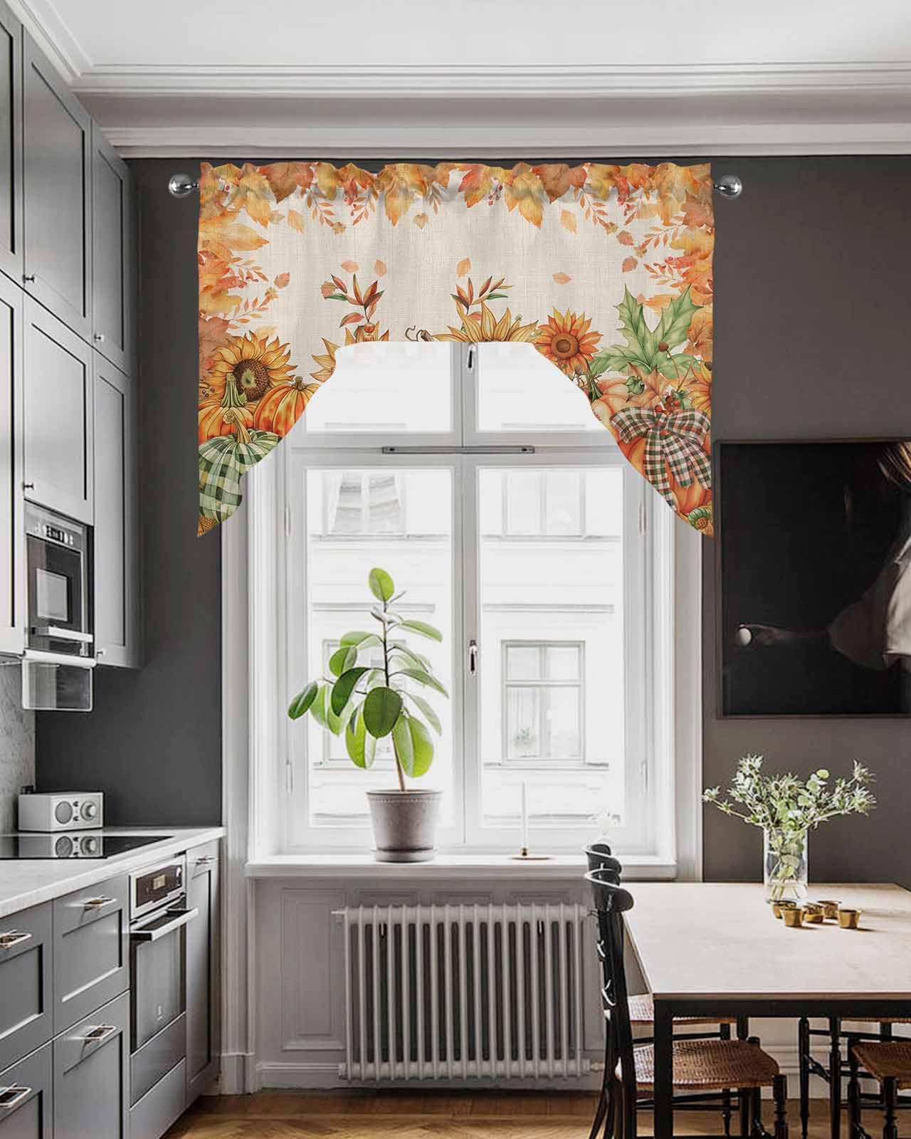 Thanksgiving Turkey Swag Valances For Windows, Give Thanks Fall