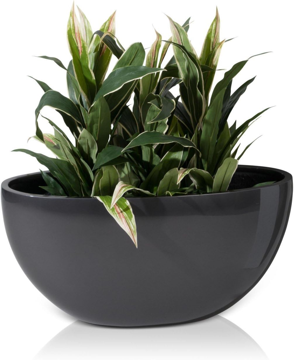 Planter BALCO 40 Fibreglass Flower Pot, 80x30x40 cm, Grey, Metallic Paint