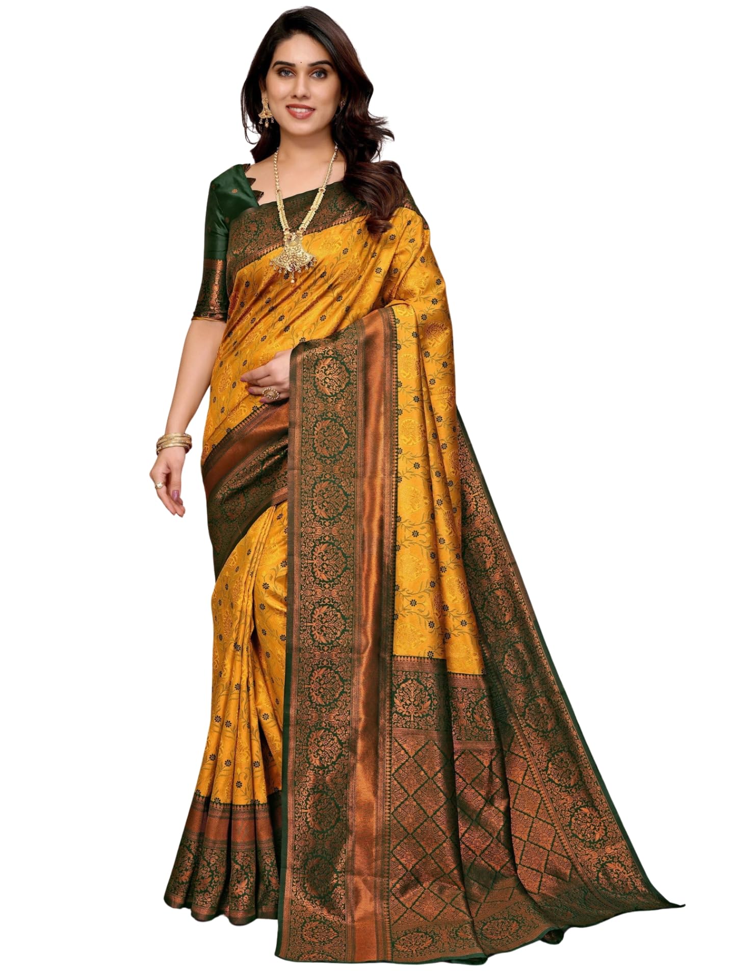 c j enterprise Women's Pure Soft Silk Saree With Blouse Piece For Wedding (Khushi)-picture-21