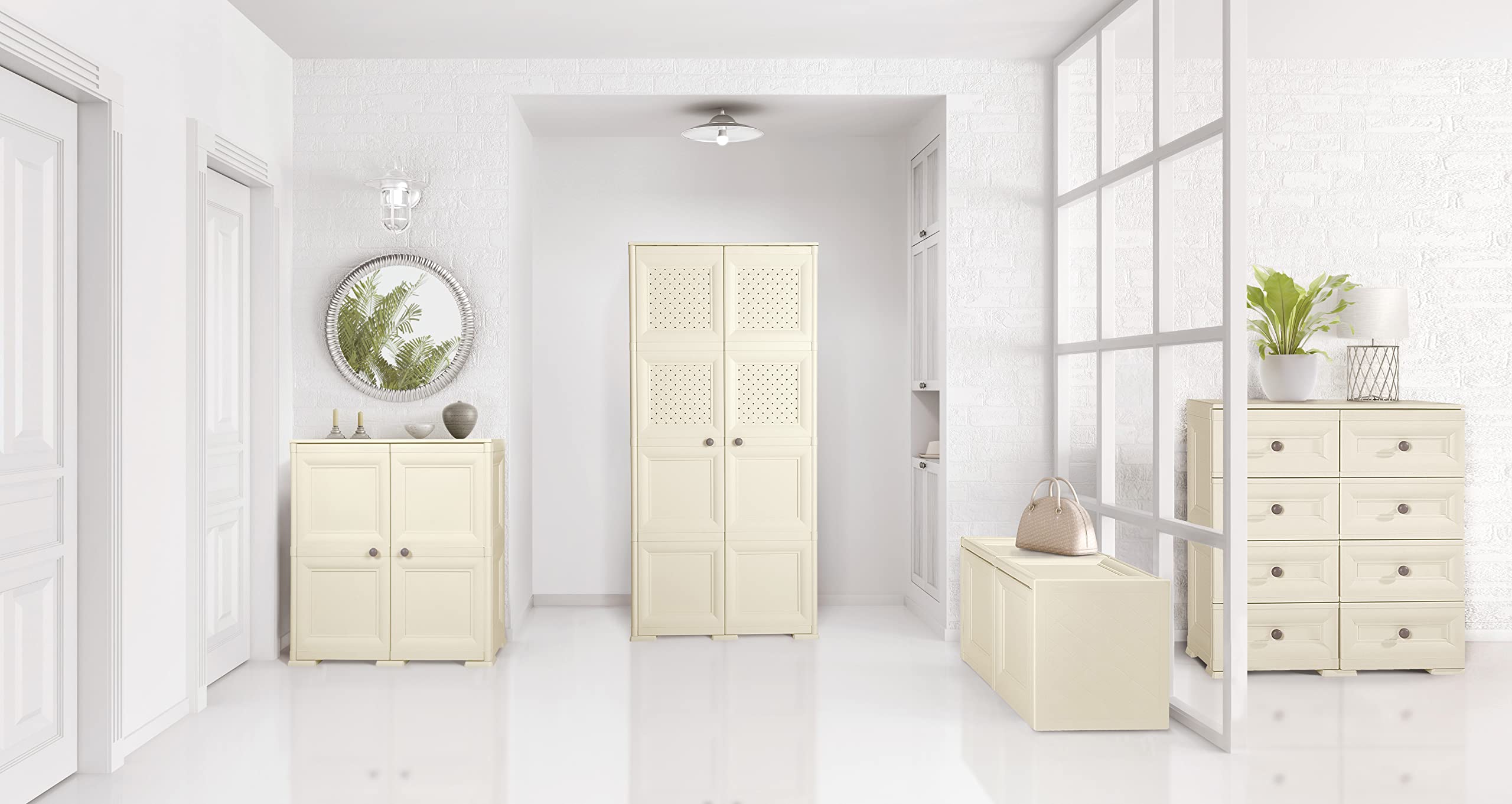 Tontarelli Armadio Plastica 2 Ante 79x43x85.5cm - Mobile Esterno/Interno Angora