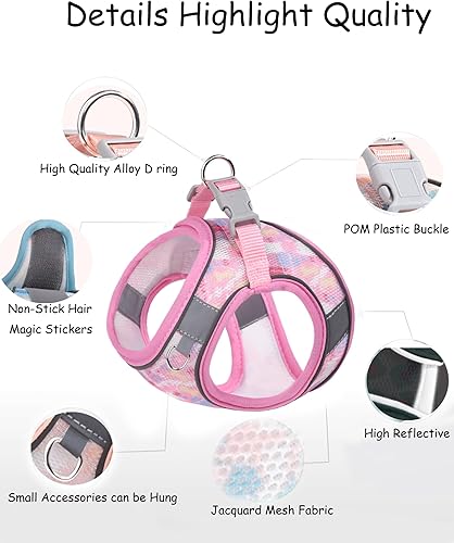 Miniatura 5 de Arnés para perros pequeños y medianos sin tirones, juego de arnés y correa para gatos, arnés para cachorros para perros pequeños, arnés para perro
