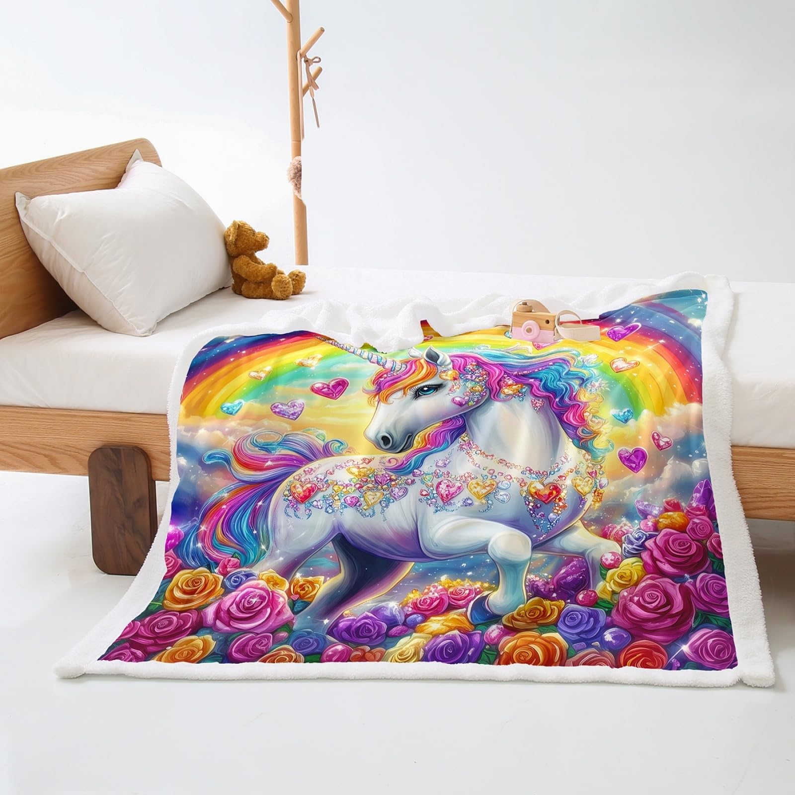 Blanket Rose Diamond Animal Soft Sherpa Fleece Blankets and Throws Thick Flannel And Lamb Wool Soft Blanket Lightweight Cosy Sofa Throw All Season Blankets for Beds 100x150cm
