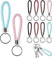 10 Pack Colorful Braided PU Leather Keychains - Durable Zinc Alloy Key Fobs for Car Keys, Bags, Purses, Backpacks
