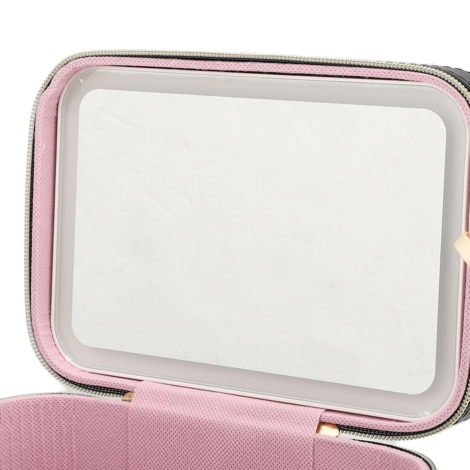 Zerodis Borsa per Cosmetici con Specchio LED Custodia per Trucco in PU con